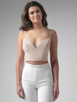 Unterziehtop in Beige mit tiefem Dekolleté