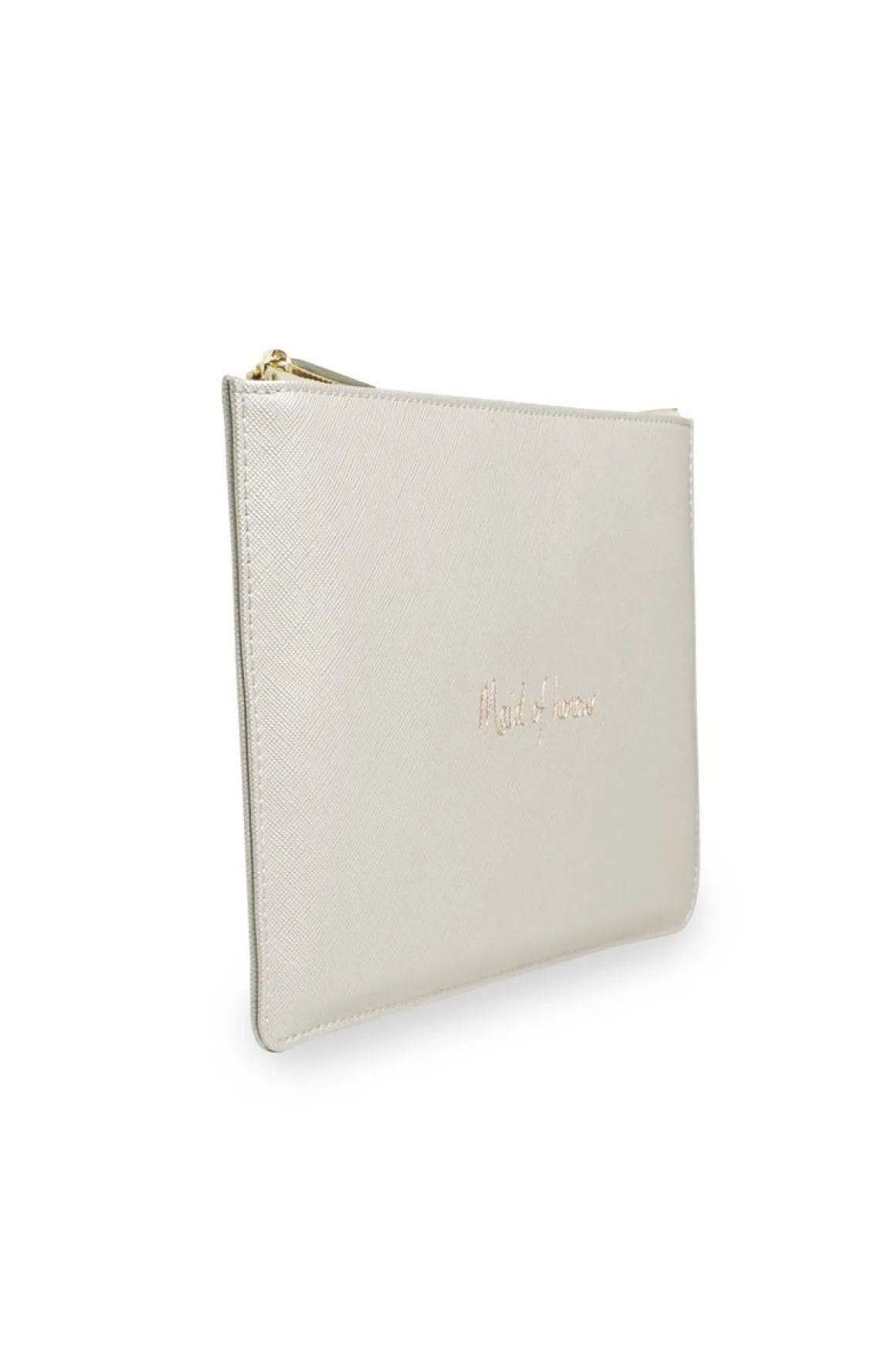 Vegane Clutch mit goldenem Schriftzug "Maid of honour" – Katie Loxton